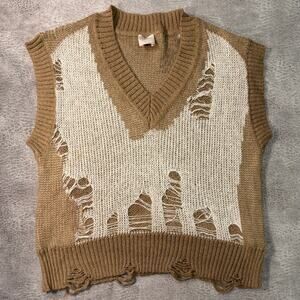 Kerisma Distressed Cream Sweater Vest